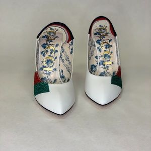GUCCI "6.5"  Sylvie Leather Web Slingback Court